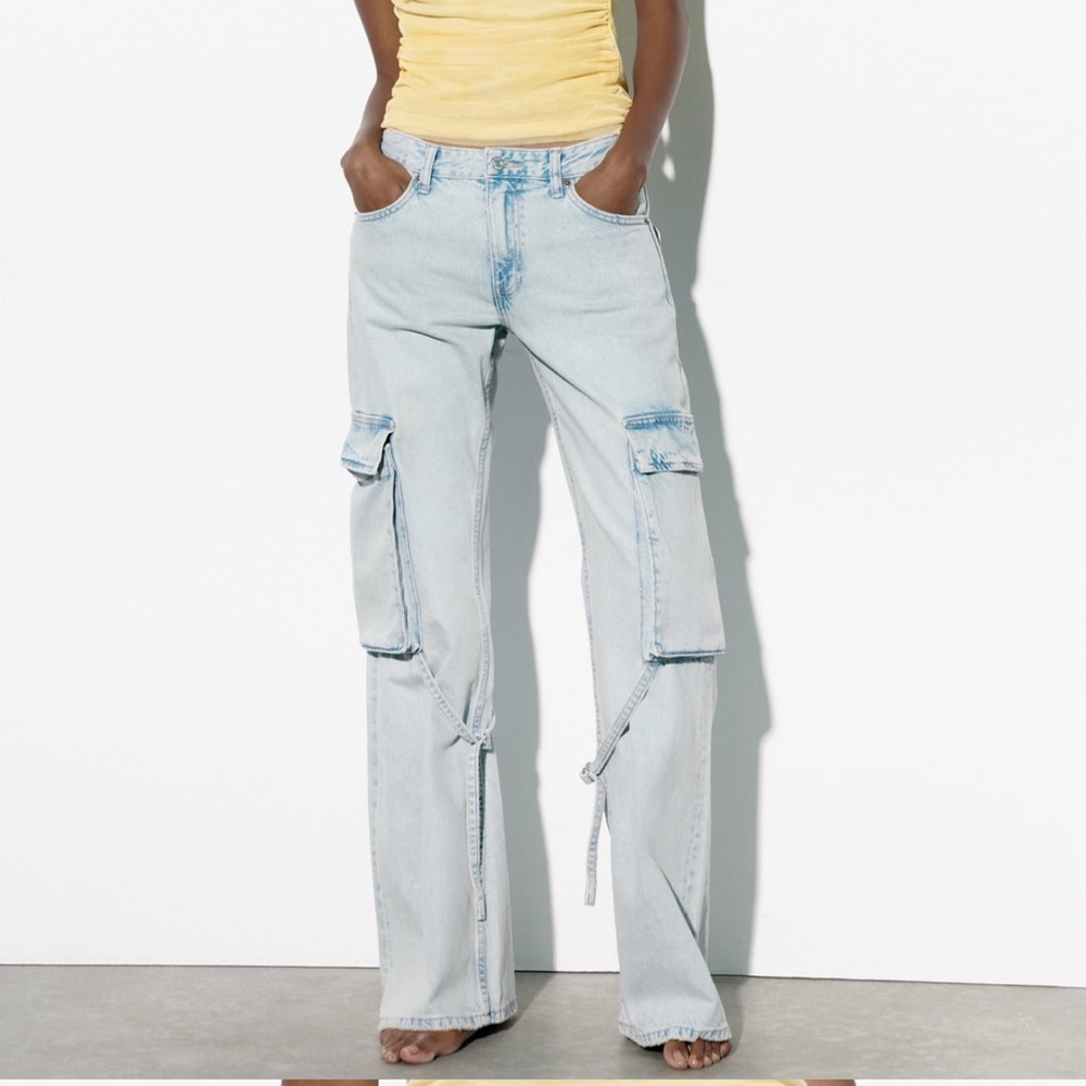 Zara TRF Cargo mid rise jeans